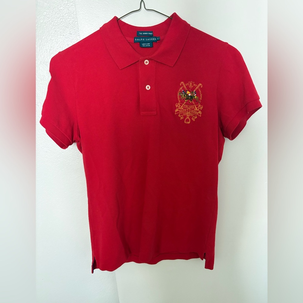 Vintage Ralph Lauren Scarlet Polo with Embroidered Emblem